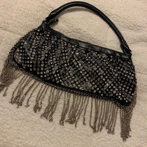 NWOT Blue Elegance Black Blingy Purse